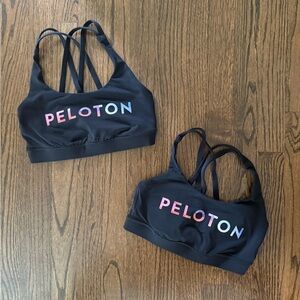 Peloton Black Sports Bra with Colorful Logo (two pack)